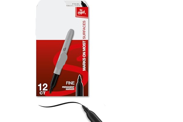 Sharpie black fine-point markers with packaging on a white background