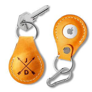 Handmade Personalized leather Apple AirTag Holder – Premium Genuine Leather AirTag Keychain with Carabiner, Elegant Leather AirTag case and Stylish Apple AirTag keychain