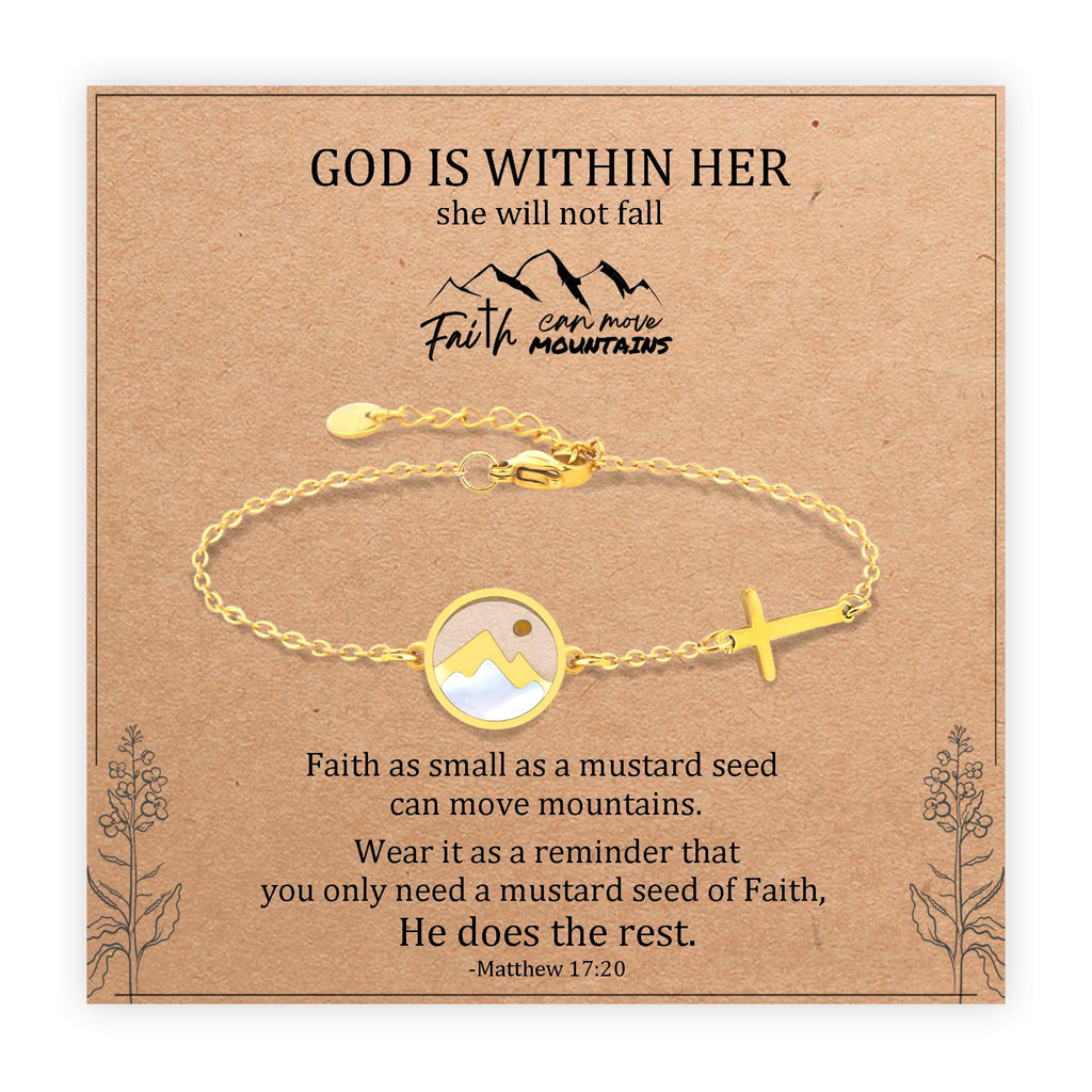 Sereney Mustard Seed Bracelet,Faith Cross Christian Bracelet for Women as Baptism Gifts for Girl,Mustard Seed Jewelry Confirmation Gifts for Teen Girls as Religious Christmas Christian Gift for Women