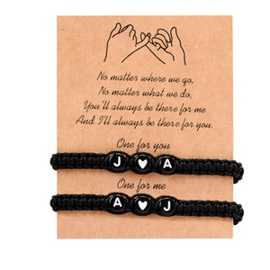 Cring Coco Custom Couple Set Bracelets, Initial Letter, 2 Pcs, Personalized Pink Promise Handmade Best Friends Bracelet,Valentines & Mother's Day Gift