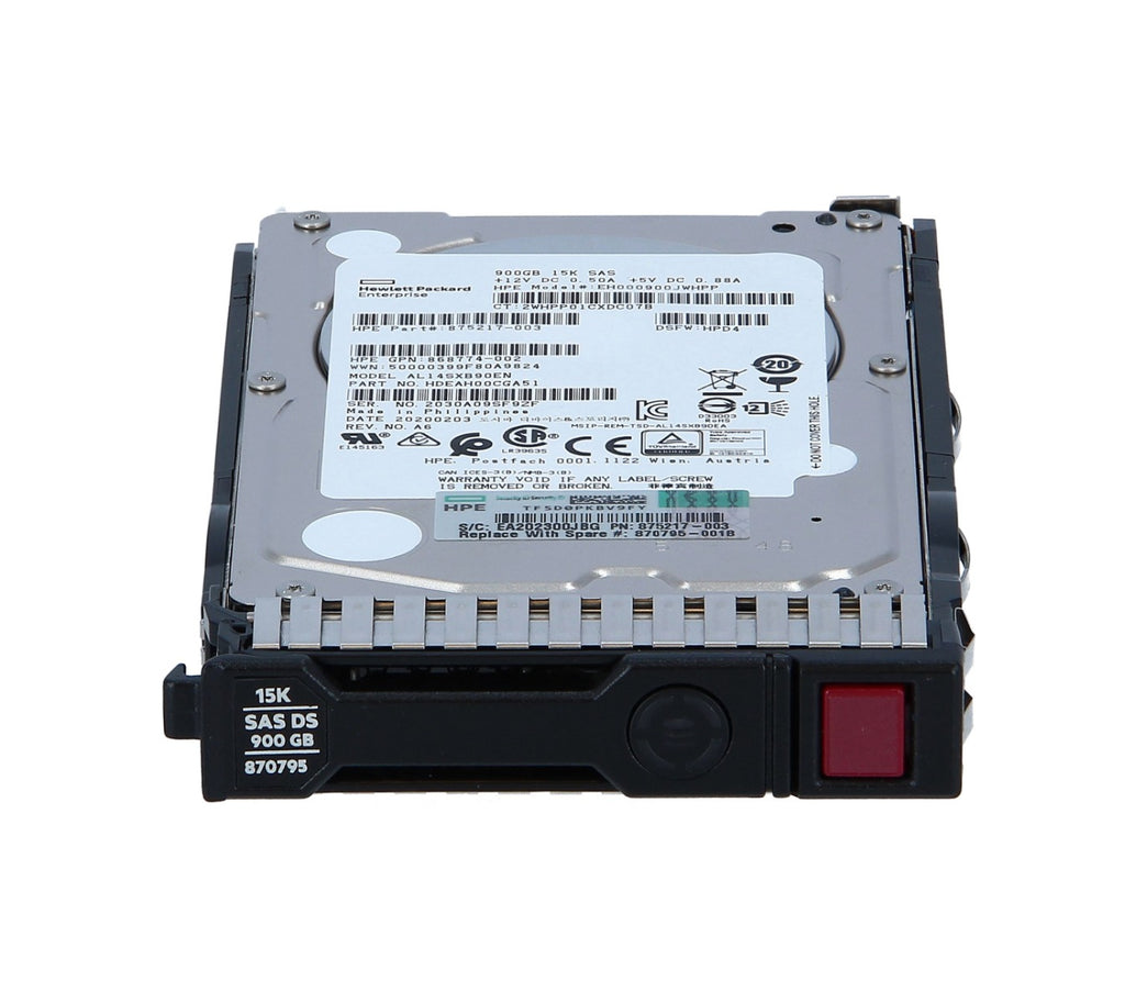 870795-001 - HP 900GB SAS 12Gb/s Hot Swap Digitally Signed 15000RPM (512n) 2.5-inch Internal Hard Drive with Smart Carrier for ProLiant G8 G9 and G10