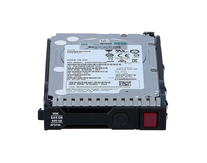 872477-B21 - HP 600GB SAS 12Gb/s Hot Swap Mission Critical Digitally Signed 10000RPM (512e) 2.5-inch Internal Hard Drive with Smart Carrier for ProLiant G8 G9 and G10