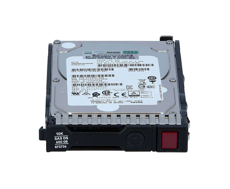 872736-001 - HP 600GB SAS 12Gb/s Hot Swap Mission Critical Digitally Signed 10000RPM (512e) 2.5-inch Internal Hard Drive with Smart Carrier for ProLiant G8 G9 and G10