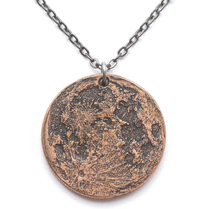 Copper Moon Necklace - Large | Lunar Reminder Large Coin Jewelry | 1.5" Solid Copper Pendant | Handmade by Shire Post Mint |