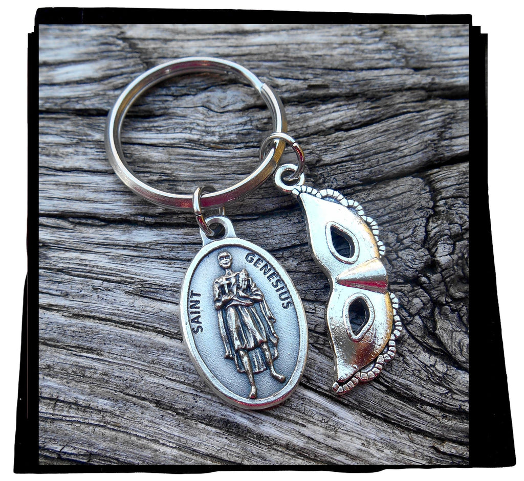 St Genesius Key Ring, Saint Genesius, Patron of Actors, Theatre, Drama Club, Confirmation Gift, Theatre Mask