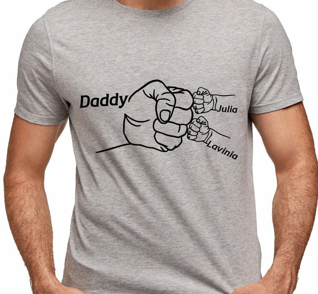 Personalized, Custom Child Fist Bump Shirt, Dad & Grandpa Shirts, Customizable Daddy Top with Kid's Name, Christmas Surprise for Dad and Husband, Unique Father 2025 Multiple Colors