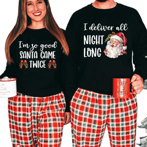 Couples Christmas Pajamas,Funny Matching Couples Christmas Pajamas, Couples Holiday Pajamas,Couples Christmas PJs,Newlywed Christmas Shirts, Funny Couple Shirts, Funny Santa Shirt Multi