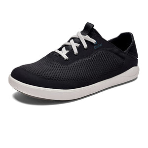 OLUKAI Moku Pae Men's Boat Shoes, Water Resistant & Breathable Mesh, Easy Slip On Design, Quick-Drying & Enhanced Traction, Black/Blue Coral, 10