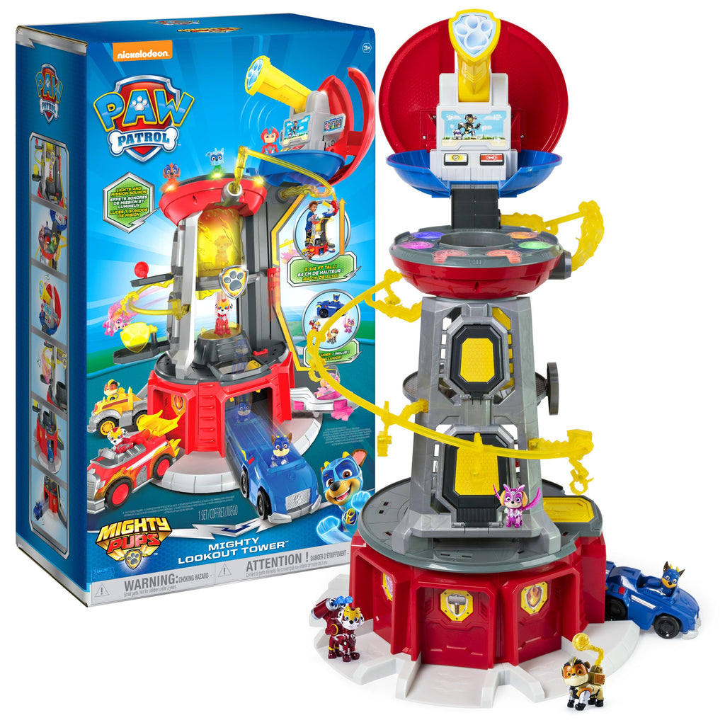 Paw Patrol, Mighty Lookout Tower with 4 Exclusive Bonus Action Figures, Toy Car, Lights and Sounds , Kids Toys for Ages 3 and up