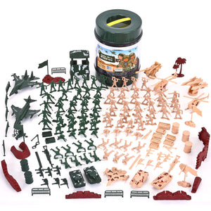 JOYIN 164 Piece Military Soldier Playset Army Men Play Bucket Army Action Figures Battle Group Deluxe Military Playset, Aircrafts, Helicopters, Tanks with Bucket, Easter Basket Stuffers