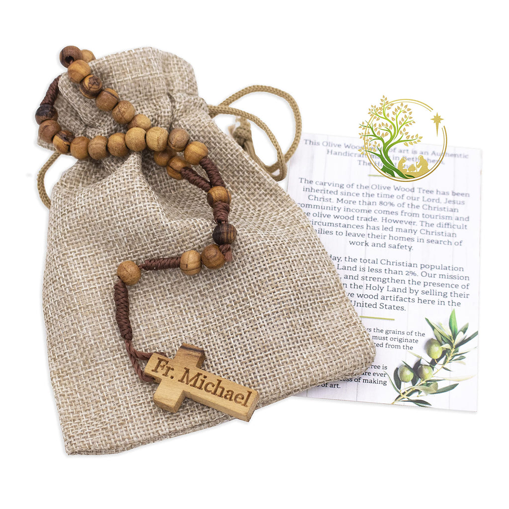Personalized Wooden Rosary | Custom engraved Olive wood rosary from The Holy Land | Catholic Rosary Beads