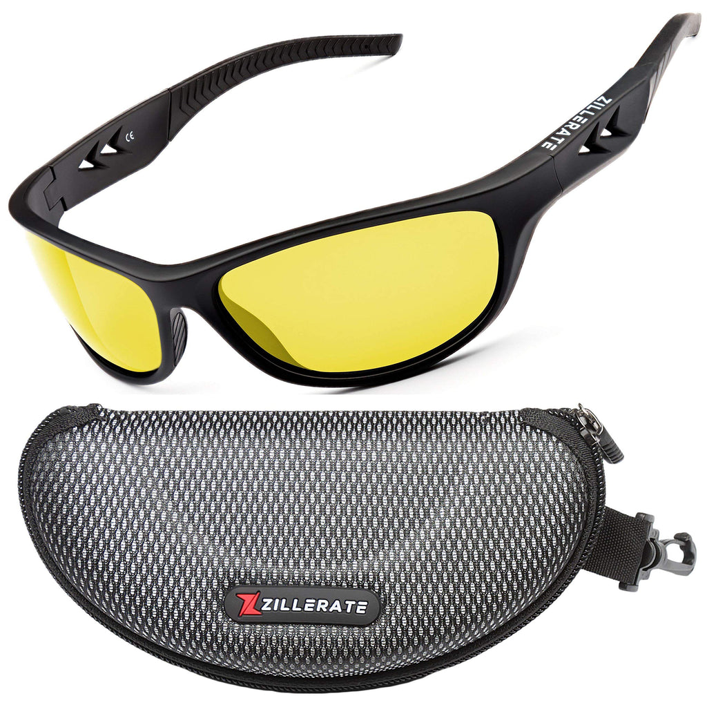 ZILLERATE Night Vision Driving Glasses - Anti Glare HD Polarized Yellow Tinted Sunglasses for Men & Women