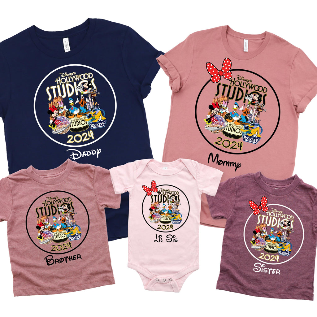 Custom Hollywood Studios Matching 2025 Shirt, Family Hollywood Studios Name Shirt, Adult & Kids Family Shirt,Personalized Magical Family Shirt, Black