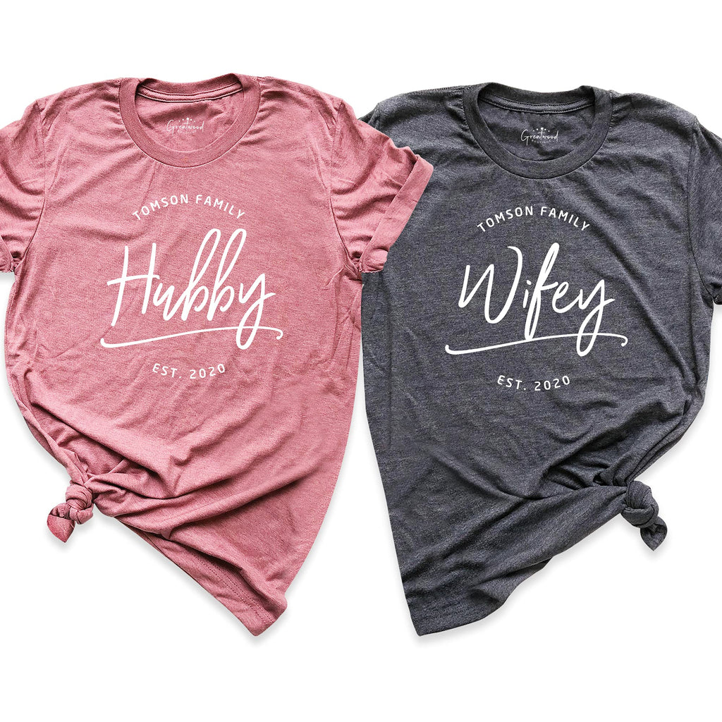 Wifey and Hubby Shirts, Custom Couple Shirts, Just Married Outfits, Mr and Mrs Tees, Honeymoon Shirts, Wedding Shirts, Personalized Est New Husband Wife T-Shirts, Valentines Day Gift Tees