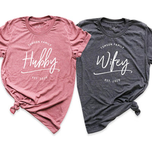 Wifey and Hubby Shirts, Custom Couple Shirts, Just Married Outfits, Mr and Mrs Tees, Honeymoon Shirts, Wedding Shirts, Personalized Est New Husband Wife T-Shirts, Valentines Day Gift Tees