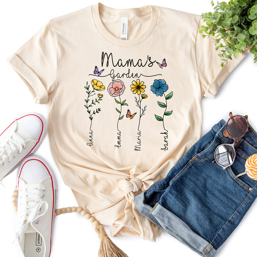 Mom's Garden Shirt, Custom, Gift for Mom, Mothers Day Shirt, Mom Gift, Birth Month Flower, Personalized Birth Month Flower, Christmas Mom Shirt, Christmas Mama Gift, Custom Christmas