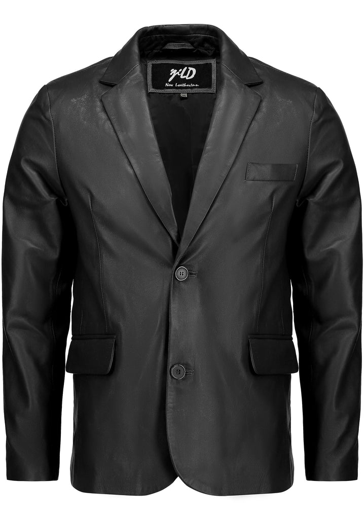 Jild Invisible Stitching Casual Leather Blazer for Men - 2-Button Closure Coat Style Regular Fit Lambskin Leather Jacket Men