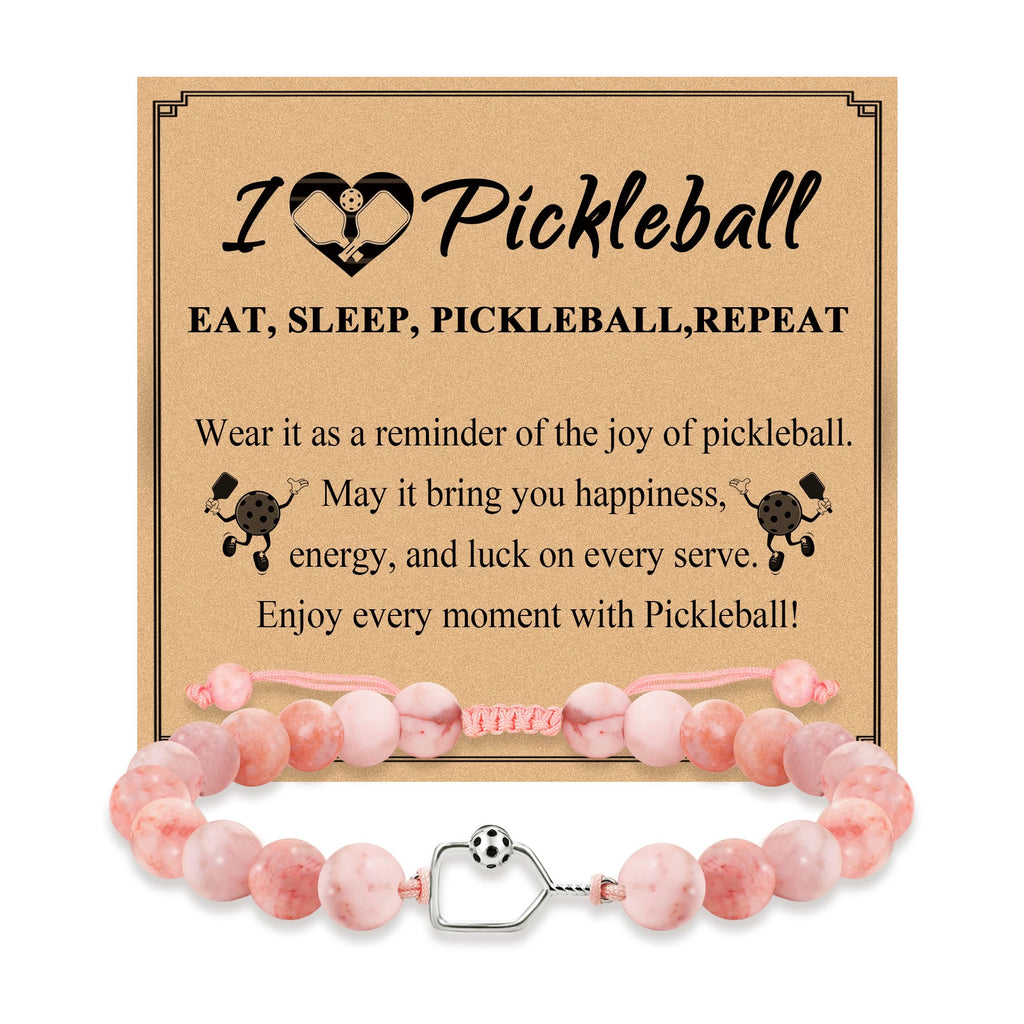 Sereney Pickleball Gifts for Women, Pickleball Bracelet Accessories Jewelry as Christmas Gifts for Picklebal Lovers, Pink Bracelet Pickle Ball Sports Giftts Stocking Stuffers for Pickleballer Wife Mom