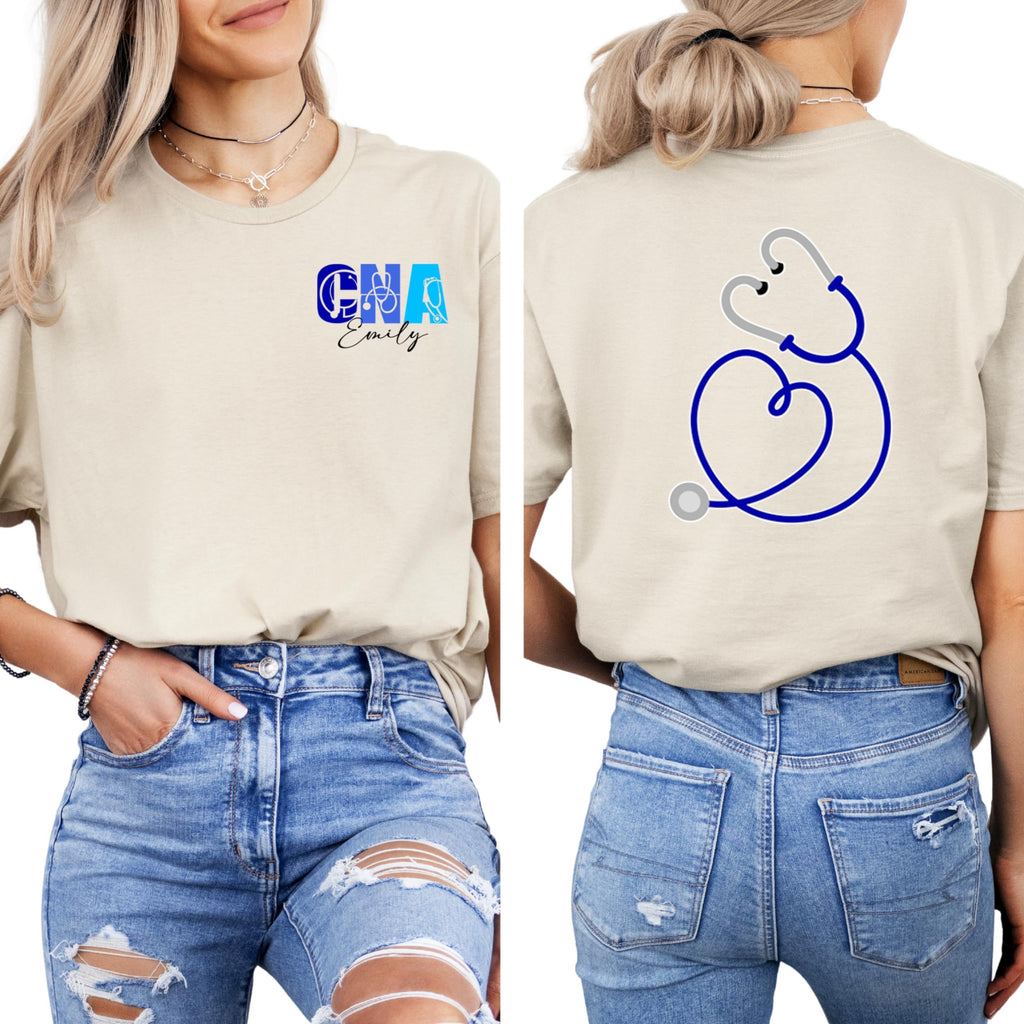 Custom Name CNA Shirt, Personalized CNA Shirt, Certified Nursing Assistant Gift, Gift for Nurse, Gift for CNA, Natural