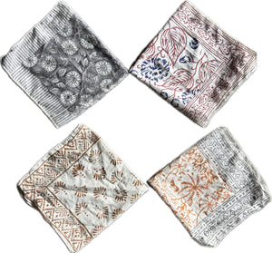RadhagovindHandicraft 100% Organic Cotton Bandana For Men and Women - Set Of 4 Cotton Paisley Design Scarf floral bandana, women & men bandana, hair scarf, neckerchief hiking, hair bandanas