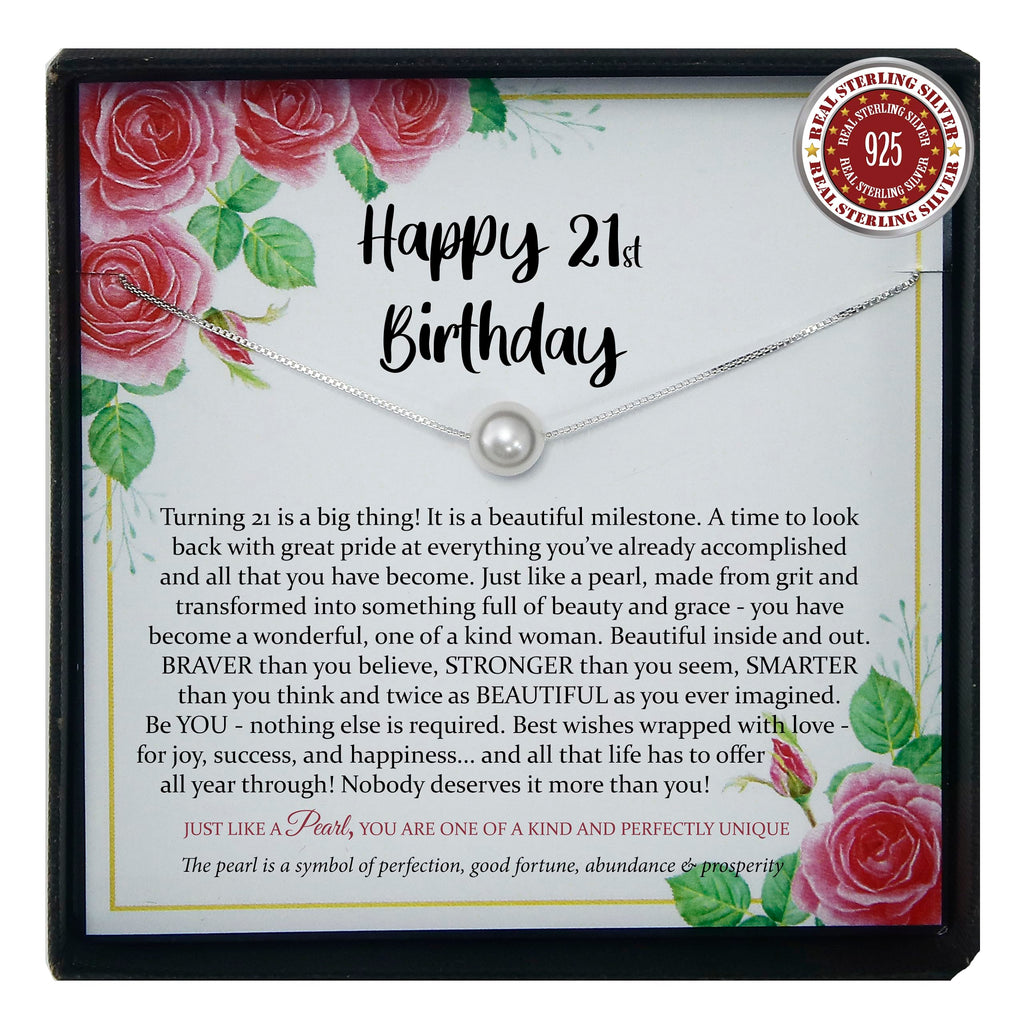 Be Wished 21st Birthday Gifts for Women with Meaningful Message and Jewelry (Silver White Pearl)