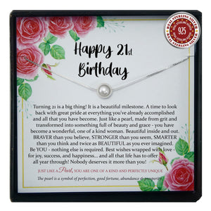 Be Wished 21st Birthday Gifts for Women with Meaningful Message and Jewelry (Silver White Pearl)