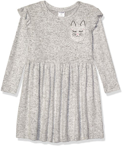 Spotted Zebra Girls' Long-Sleeve Cozy Knit Dress, Grey Heather, Large