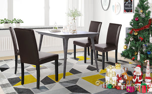 4pcs Dining Chairs High Back Padded Kitchen Chairs with PU Cushion and Wood Legs for Home and Restaurant, Brown