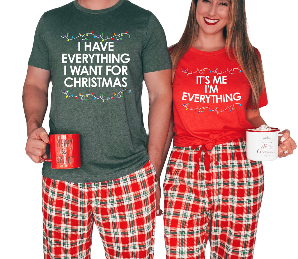 Funny Couples Christmas Shirts I Have Everything I Need Christmas Shirt Its Me Im Everything Xmas Shirt Matching Xmas Tshirts Couples Multi