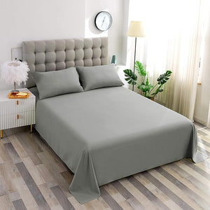 Sfoothome Full Grey Fitted Sheets 2 Pack, Wrinkle Free - Brushed Microfiber Bed Sheet with Deep Pocket