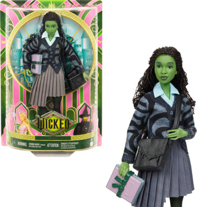 ?Mattel Universal Wicked Elphaba Fashion Doll & Accessories with Green Skin, Braided Black Hair, Posability & Removable School Uniform