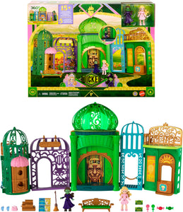 Mattel Universal Pictures’ Wicked Emerald City Playset with Glinda & Elphaba Small Dolls, 5 Play Spaces & 15 Accessories, Inspired by The Movie