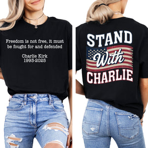 Justice for Charlie Kirk Shirt - In Memory of Charlie Kirk Tribute Tshirt, Pray for Charlie Kirk T-shirt Sweatshirt Hoodie, Rest in Peace Charlie Kirk, A True Patriot Charlie Kirk Memorial Shirt