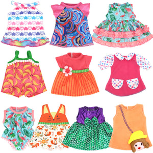10 Set Alive Baby Doll Clothes, Doll Clothes and Accessories for 10-12 Inch Girl Dolls Outfits Include Cute Jumpsuit, Skirts