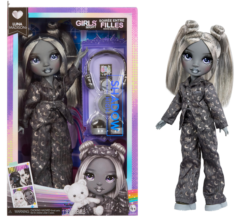 Rainbow High Shadow High Girl's Night Luna Madison - Grayscale 11" Fashion Doll. Grey Hair. Grey Outfit. Girl's Night Accessories and Comb.