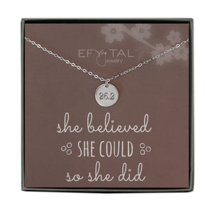 EFYTAL Marathon Runner 26.2 Necklace, 925 Sterling Silver Disc Jewelry Gift for Athlete, Gifts for a Runner