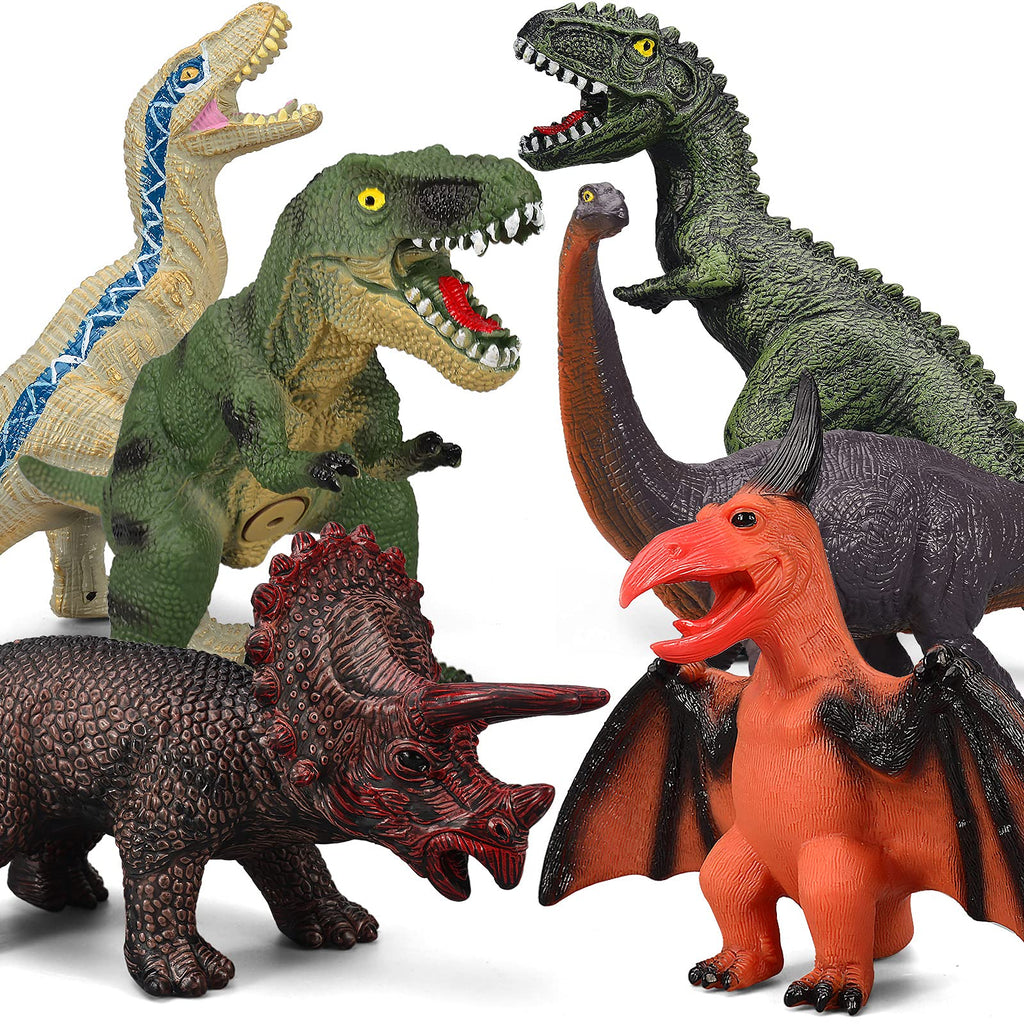 6 Piece Jumbo Dinosaur Toys for Kids 3-5 and Toddlers, Large Soft Dinosaur Toys for Lovers - Perfect Party Favors, Birthday Gifts