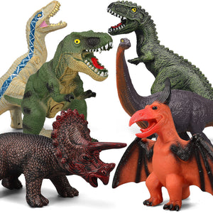 6 Piece Jumbo Dinosaur Toys for Kids 3-5 and Toddlers, Large Soft Dinosaur Toys for Lovers - Perfect Party Favors, Birthday Gifts