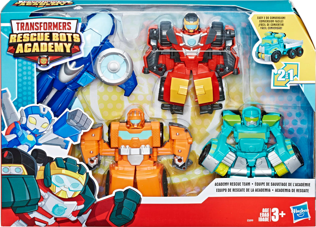 Playskool Heroes Transformers Rescue Bots Academy Rescue Team Pack, 4 Collectible 4.5" Converting Action Figures, Toys for Kids Ages 3 & Up