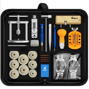JOREST Watch Repair Kit + Watch Press Tool, Battery Replacement, Strap Adjustment, Wrench Opening Back Cover, Case Opener/Closer, Link Remover Sizing Bracelet, Screwdriver Band Pin Removal, Spring Bar