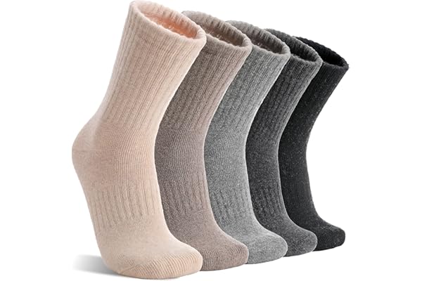 MOGGEI 5 Pairs Womens Merino Wool Socks Hiking Warm Winter Thick Thermal Crew Cozy Cabin Ladies Gift Comfy Boot Work Socks