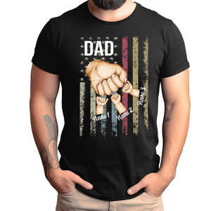 Personalized Best Dad Ever T-Shirt with Kids Name, Custom Dad Grandpa American Flag Shirt,Fathers Day T-Shirt, Gift for Husband