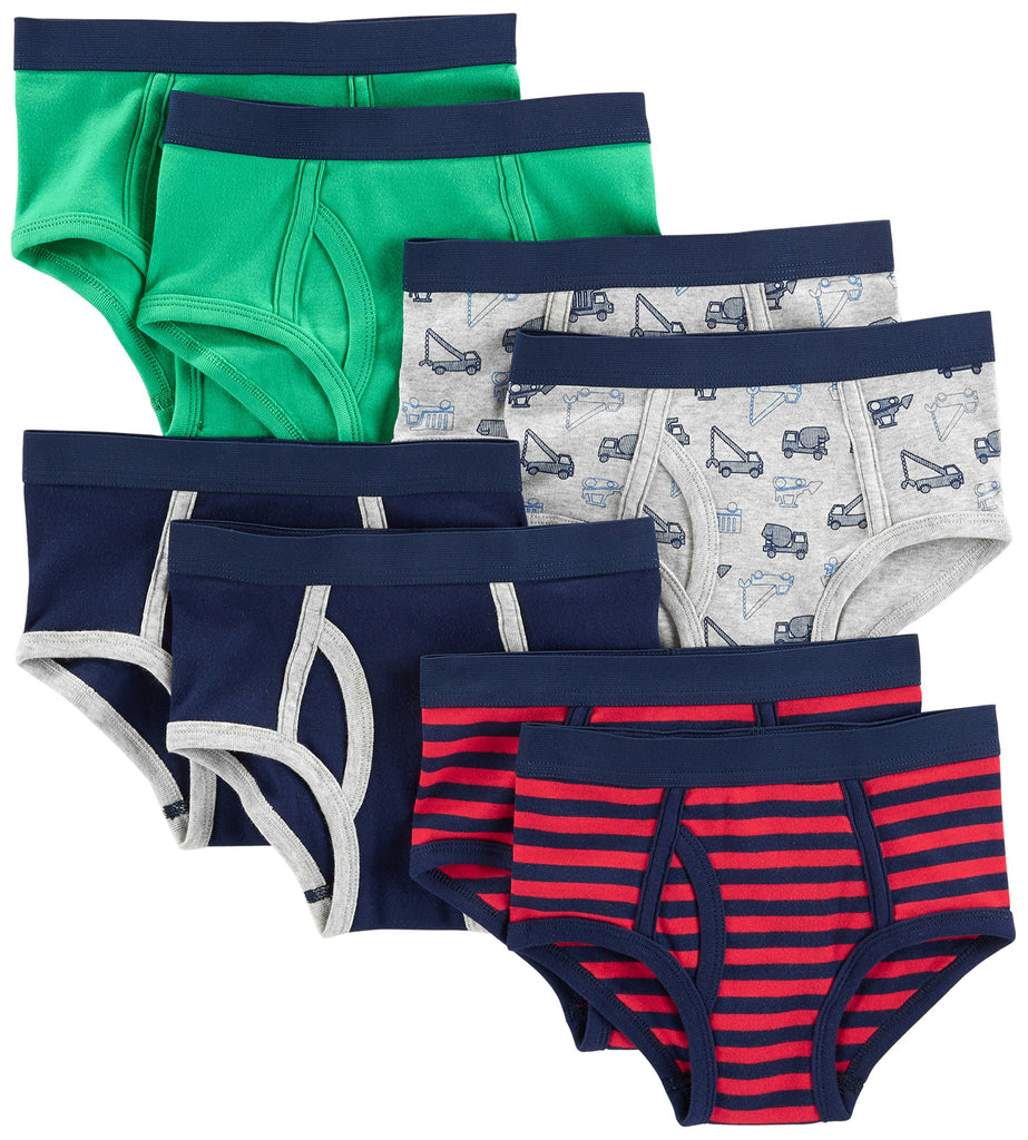 Simple Joys by Carter's Boys' 8-Pack Underwear, Multicolor/Stripe/Trucks, 6-7