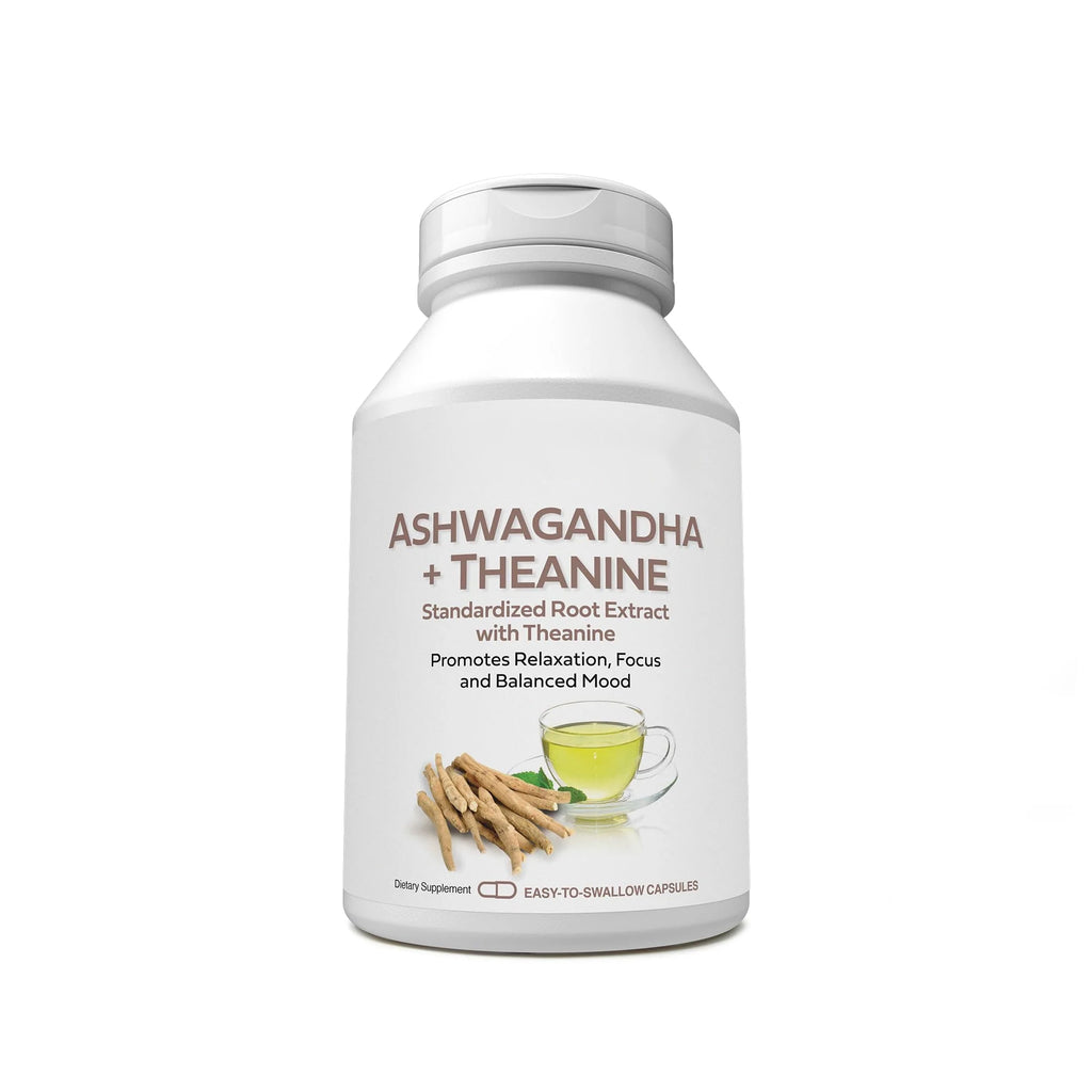 ANDREW LESSMAN Ashwagandha + Theanine 30 Capsules - Standardized Extract. Promotes Relaxation, Focus and Balanced Mood. Small Easy to Swallow Capsules