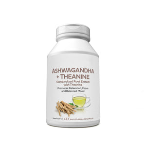 ANDREW LESSMAN Ashwagandha + Theanine 30 Capsules - Standardized Extract. Promotes Relaxation, Focus and Balanced Mood. Small Easy to Swallow Capsules