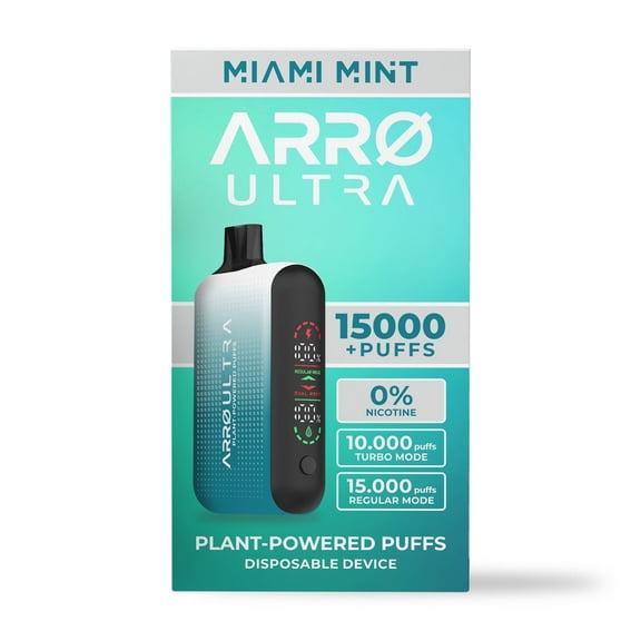 Best seller ARRØ Ultra Aromatherapy Diffuser, Miami Mint - 15,000 Puffs | 0% Nicotine, Vegan, Sugar-Free, Gluten-Free Aromatherapy