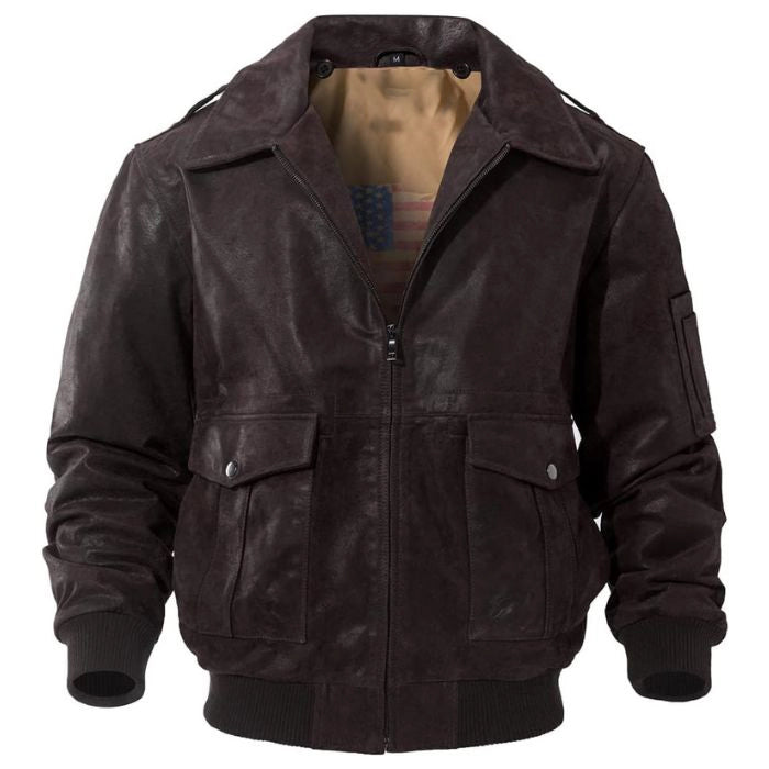 Men's Air Force Flight Aviator Bomber Leather Jacket