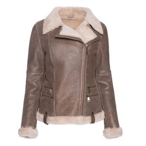 Alvara Spanish Merino Shearling Brown Leather Jacket