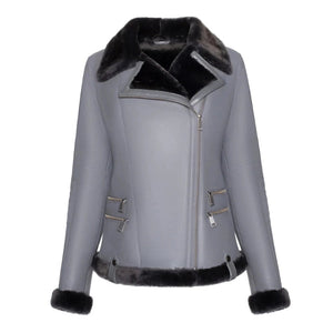 Alvara Spanish Merino Shearling Gray Leather Jacket