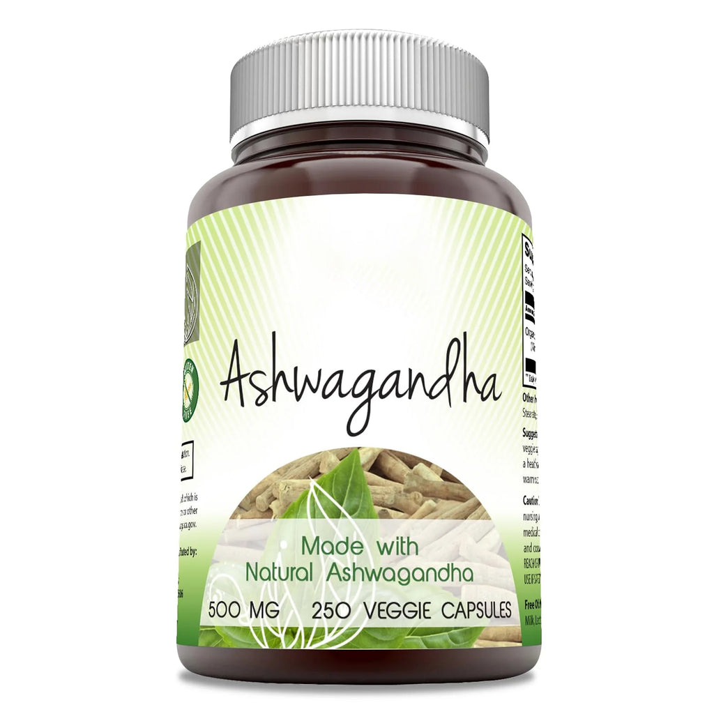 Amazing India Natural Ashwagandha | 500 Mg Per Serving | Veggie Capsules | Non-GMO | Gluten Free | Made in USA (250)